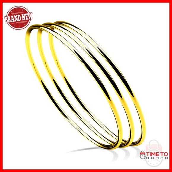 Minimalist Sterling Silver Bangle Stackable Set Elegant Chic Jewelry Gift